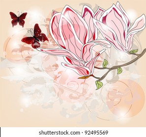 EPS 10 vector  - spring composition with magnolia branch and space for text