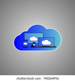 eps 10 vector storage cloud icon sign isolated. Digital memory store device symbol. Computer, laptop, mobile, phone, notebook, tablet, smartphone gadgets memory depository. Graphic design clip art