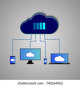 eps 10 vector storage cloud icon sign isolated. Digital memory store device symbol. Computer, laptop, mobile, phone, notebook, tablet, smartphone gadgets memory depository. Graphic design clip art