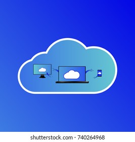 eps 10 vector storage cloud icon sign isolated. Digital memory store device symbol. Computer, laptop, mobile, phone, notebook, tablet, smartphone gadgets memory depository. Graphic design clip art