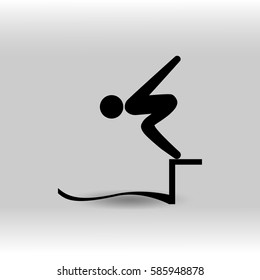 eps 10 vector Swimming sport icon. Summer sport activity pictogram for web, print, mobile. Black athlete sign isolated on gray. Hand drawn competition symbol. Graphic design clip art illustration