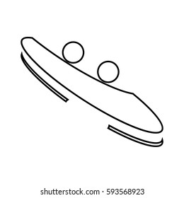 eps 10 vector thin line Bobsleigh sport icon. Winter sport activity pictogram for web, print, mobile. Black athlete sign isolated on gray. Hand drawn competition symbol. Graphic design clip art