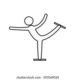 eps 10 vector thin line Figure Skating sport icon. Winter sport activity pictogram for web, print, mobile. Black athlete sign isolated on gray. Hand drawn competition symbol. Graphic design clip art