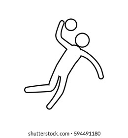 eps 10 vector thin line Handball sport icon. Summer sport activity pictogram for web, print, mobile. Black athlete sign isolated on gray. Hand drawn competition symbol. Graphic design clip art