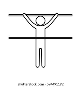 eps 10 vector thin line Gymnastics Uneven Bars sport icon. Summer activity pictogram for web, print, mobile. Black athlete sign isolated on gray. Hand drawn competition symbol. Graphic design clip art