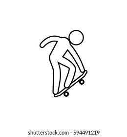 eps 10 vector thin line Skateboarding sport icon. Summer sport activity pictogram for web, print, mobile. Black athlete sign isolated on gray. Hand drawn competition symbol. Graphic design clip art