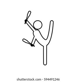 eps 10 vector thin line Rhythmic Gymnastics Juggling club sport icon. Summer activity pictogram for web, print. Black athlete sign isolated on gray. Hand drawn competition symbol. Graphic clip art