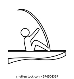 eps 10 vector thin line Sailing sport icon. Summer sport activity pictogram for web, print, mobile. Black athlete sign isolated on gray. Hand drawn competition symbol. Graphic design clip art element