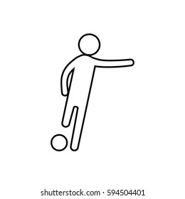 eps 10 vector thin line Football sport icon. Summer sport activity pictogram for web, print, mobile. Black athlete sign isolated on gray. Hand drawn competition symbol. Graphic design clip art element