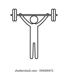 eps 10 vector thin line Weightlifting sport icon. Summer sport activity pictogram for web, print, mobile. Black athlete sign isolated on gray. Hand drawn competition symbol. Graphic design clip art