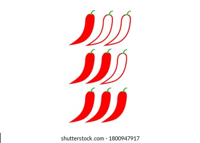 EPS 10 vector. Three degrees of spiciness. Hot pepper emblem or stamp on package or another project.