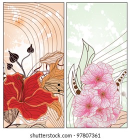 EPS 10 vector - two vintage floral cards with space for text