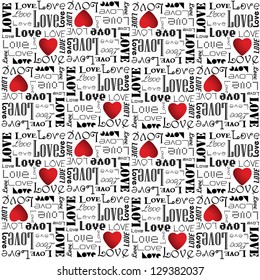 Eps 10 vector valentine pattern with black color love text on white background