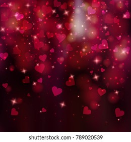 Eps 10 vector Valentine's day red pink abstract heart shiny sparkles background 