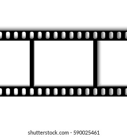 eps 10 vector vintage film strip frame isolated on white background. 35 mm width perforated empty editable film, add any text, image. Professional cinematography tool. Small format photos movie film