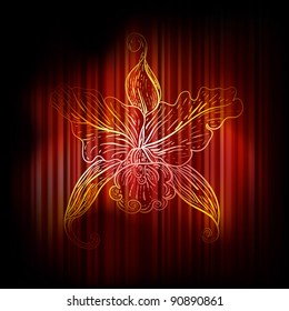 eps 10, vector vintage lily on abstract background with stripes