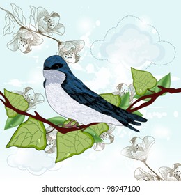 Eps 10 vector - vintage swallow illustration