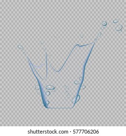 eps 10 vector water splash isolated on transparent background. Water drops and spilled water in motion. Editable graphic design element. Template for advertising, cosmetics presentations, web, print. 