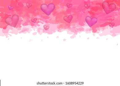 EPS 10 vector. Watercolor splashes with hearts. Valentines day concept.