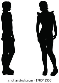 EPS 10 Vector of woman silhouette in Contraposto position on white background