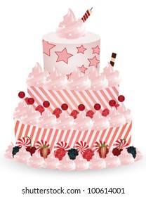 Eps 10 vector - wonderful cake with different kinds of fruits