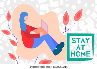 EPS 10 vector. Work from home concept. Quarantine and virus outbreak.