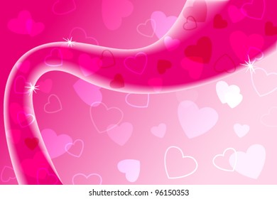 EPS 10: Wavy pink background with transparent hearts perfect for Valentine's day or other love celebration.