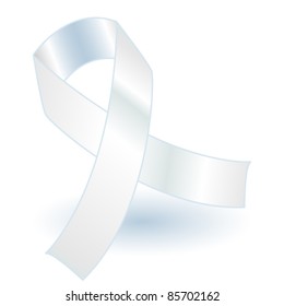 EPS 10: White awareness ribbon over a grey background with drop shadow, simple and effective.