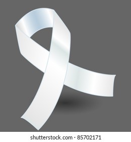 EPS 10: White Awareness Ribbon Over A Grey Background With Drop Shadow, Simple And Effective.