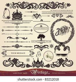 EPS 10,Vector calligraphy set: vintage style, ornate design ornaments and page decoration (creative patterns)