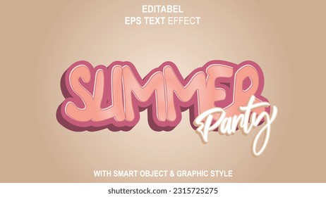 EPS 3D Text Effect Summer Party