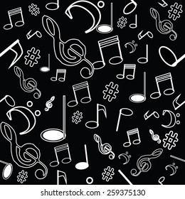 Eps 8 abstract music seamless pattern vector illustration design on black background 