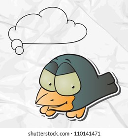 EPS 8 crumpled paper background with vector bird.