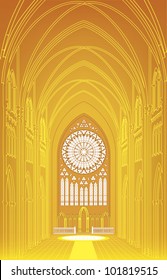 EPS 8/ The interior of a Gothic cathedral - a gold