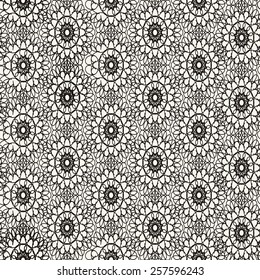 Eps 8 seamless Oriental lace pattern on faded vintage retro style looking background wallpaper 