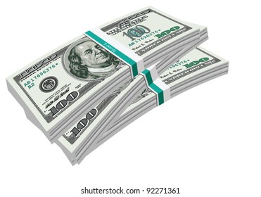 EPS 8/ Three hundred-dollar bank bundles of U.S. banknotes