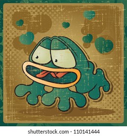 EPS 8 vintage background with vector frog.