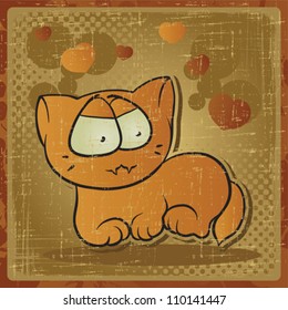 EPS 8 vintage background with vector cat.