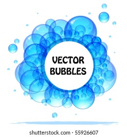 Eps Banner of the beautiful transparent blue bubbles. With a place for your text.