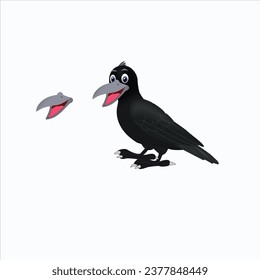 EPS black CROW WITH 4000 BY 4000 PIXELS. you can use it in 2d animation and other.