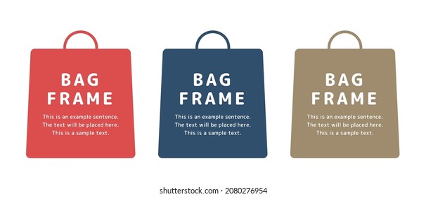 EPS data is CMYK color, JPG or PNG data is RGB color. Illustration set of gift bag, present, store bag frame.