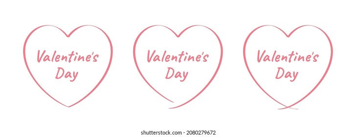 eps data is CMYK color, jpg or png data is RGB color. Illustration set of heart frame. Valentine's day.Calligraphy style.