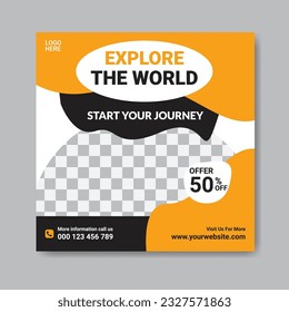 EPS dream vacation tour and travel adventure social media instagram and facebook post design