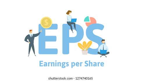 EPS, Earning Per Share. Concept with keywords, letters and icons. Colored flat vector illustration. Isolated on white background.
