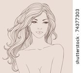 eps fashion  beautiful woman with long wavy hair