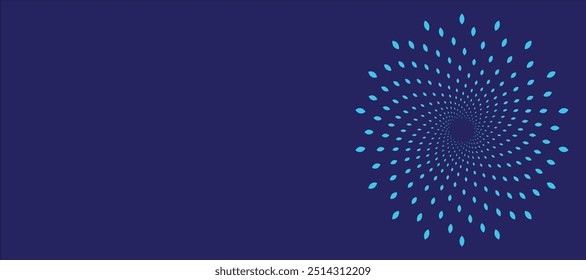 EPS file Blue gradient background with a white spiral dot pattern creating an optical illusion of movement. Perfect for modern designs, digital art, and backgrounds. Eye-catching and visually dynamic.
