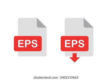 EPS file format, download eps file sign with arrow, set of two vector icons