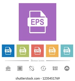 EPS file format flat white icons in square backgrounds. 6 bonus icons included.