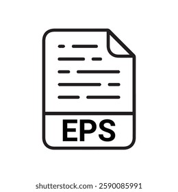 EPS file icon set. EPS file type symbol. File EPS format icon in black filled and outlined style isolated on transparent background.