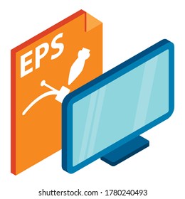 Eps file. Isometric illustration of eps file vector icon for web